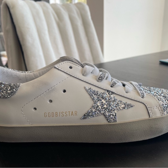 Golden Goose Silver and White Distressed Sneakers - Picture 2 of 6